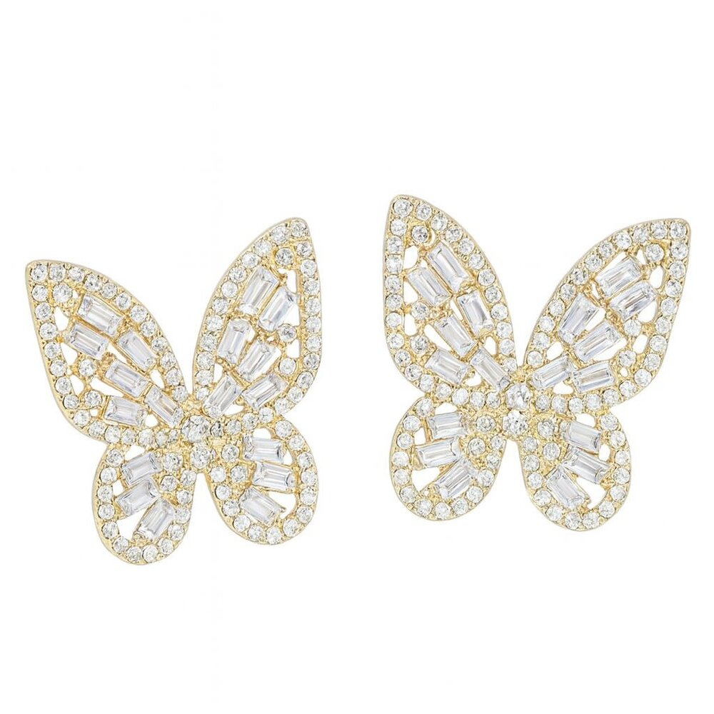Women Rhinestone Butterfly Decor Stud Earring